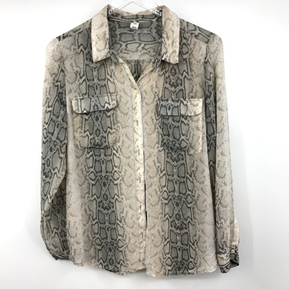 Old Navy Tops - Old Navy Shirt Blouse L Womens Snakeskin Print